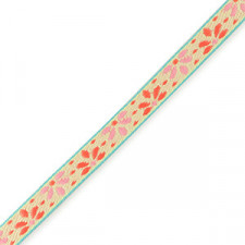 Ribbon text Flowers Light green-paisley purple